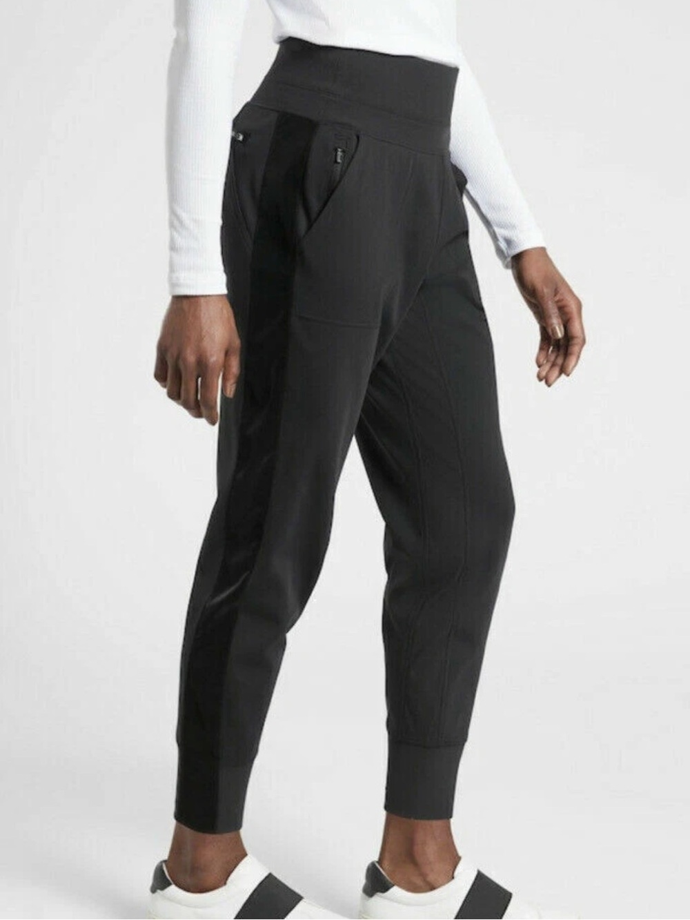 Athleta Venice Velvet Stripe Jogger | Small | Black